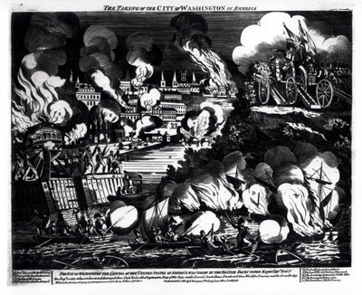 The Taking of the City of Washington in America, 24th August 1814, pub. by G. Thompson by English School